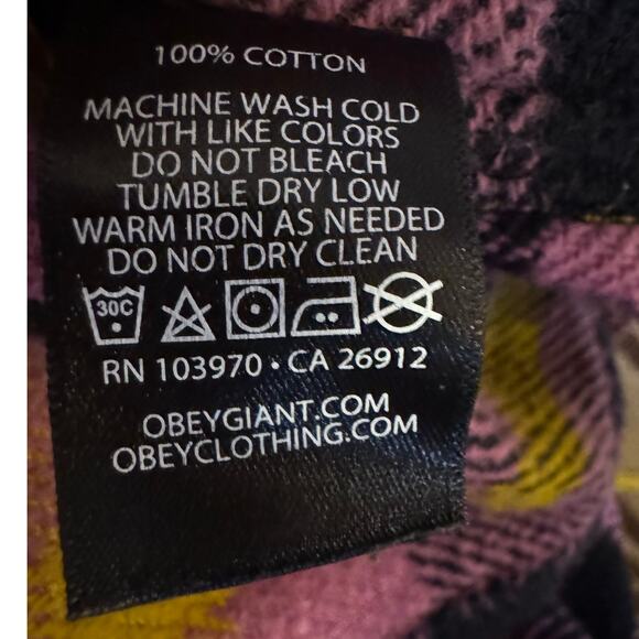 Obey Fitzgerald Woven Heavy Flannel Shirt Burnt Brick Multi Men's Size M NWT - Picture 8 of 9